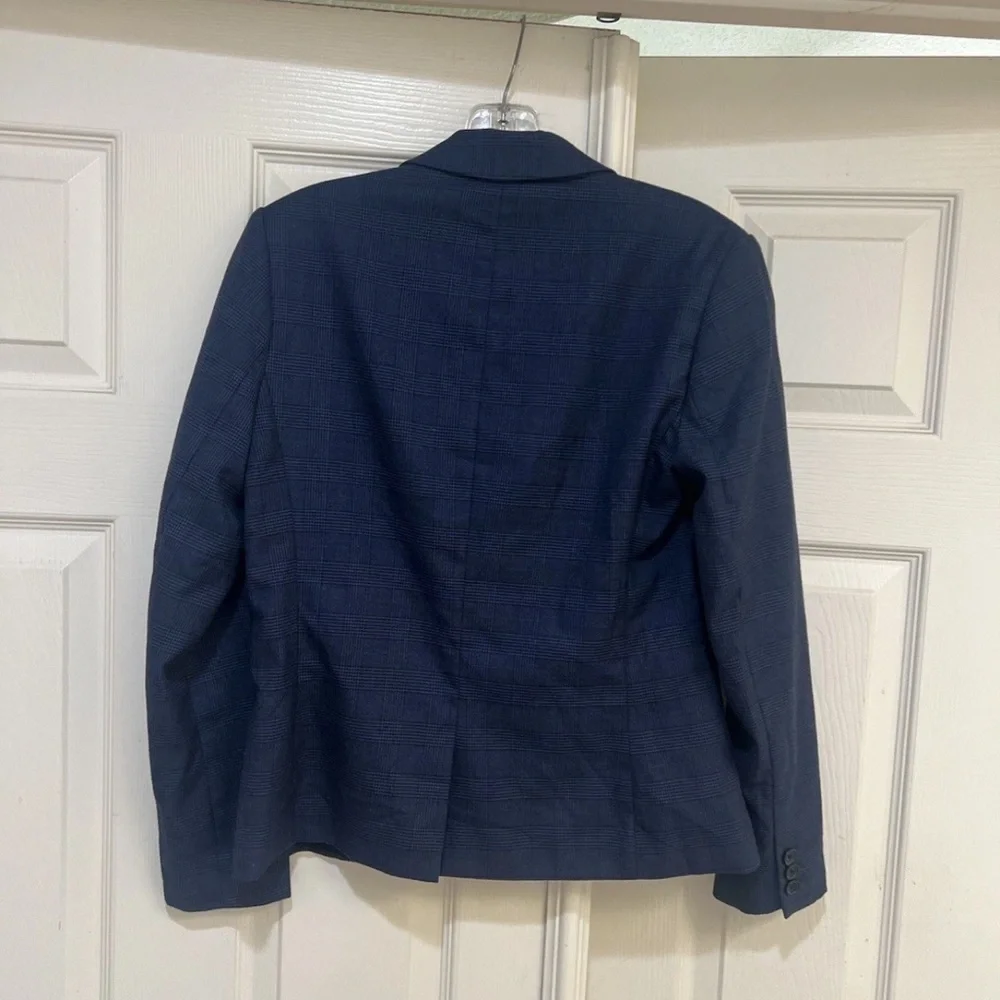 Banana Republic Women Blazer SZ 6 Navy Blue Plaid Blazer Career Office Smart